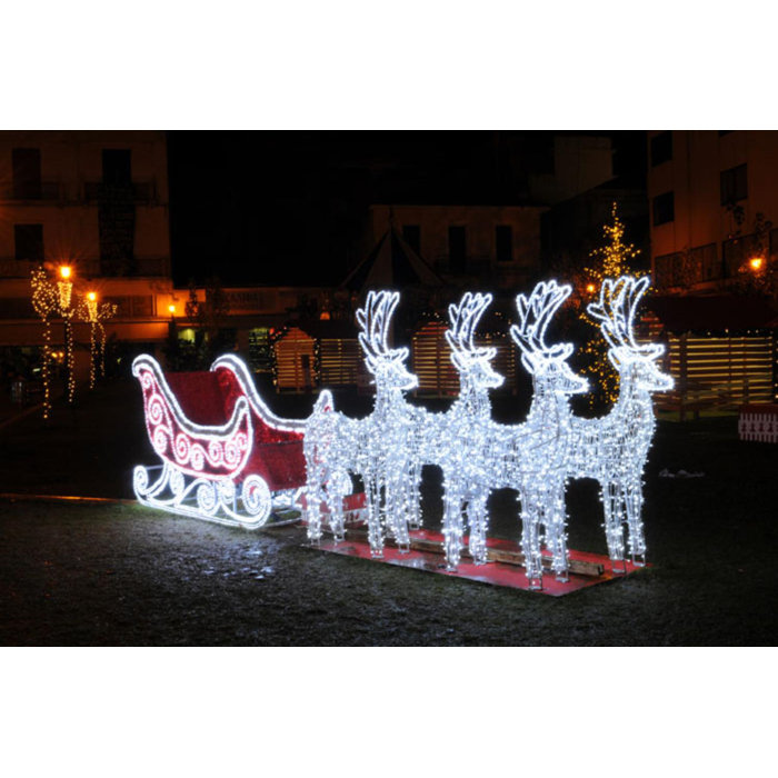 Northlight 13' PreLit 3D Reindeer and Sleigh Christmas Outdoor Decor